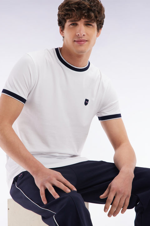 Slim-fit white stretch cotton T-shirt - Image 3