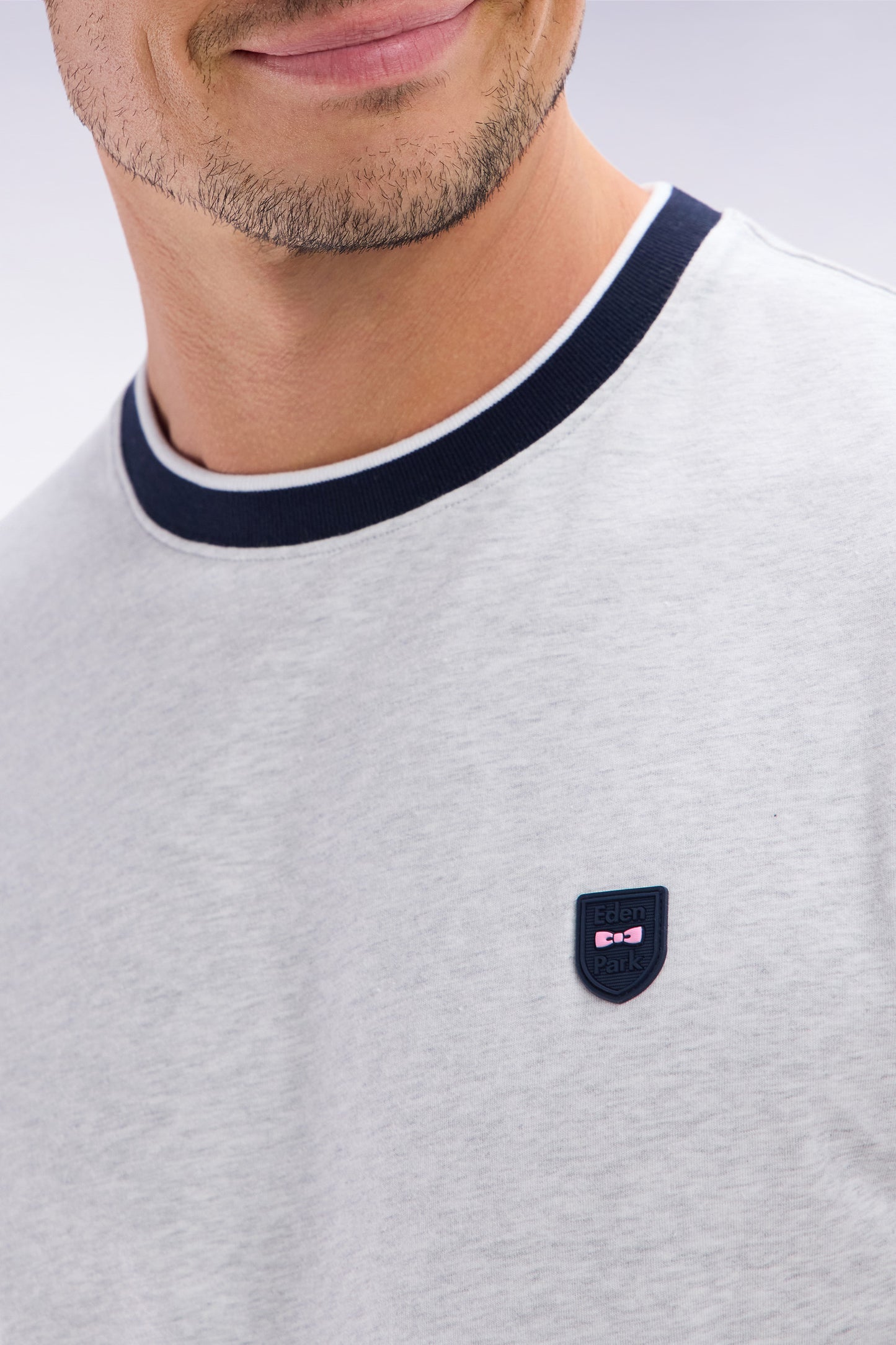 Slim-fit grey stretch cotton T-shirt