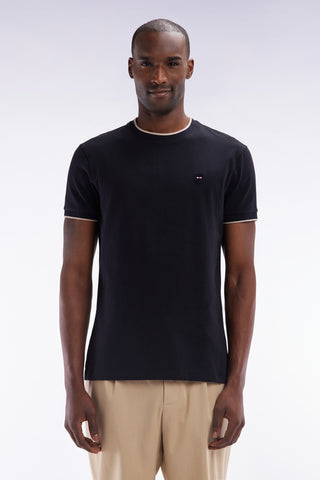 Slim-fit black stretch cotton T-shirt