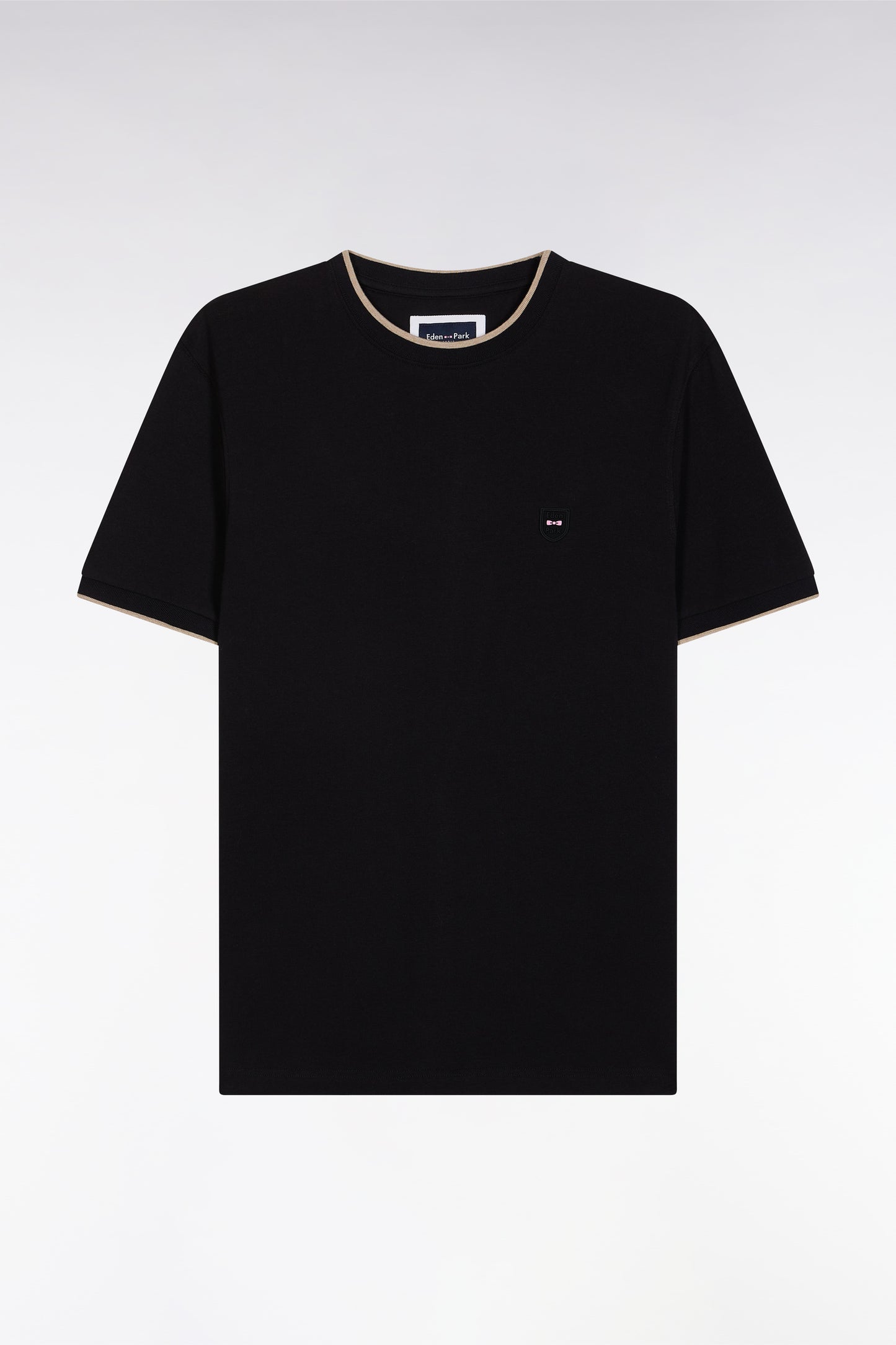 Slim-fit black stretch cotton T-shirt