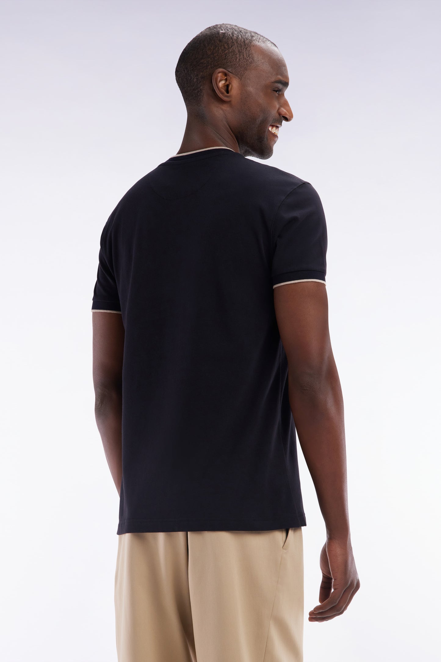 Slim-fit black stretch cotton T-shirt