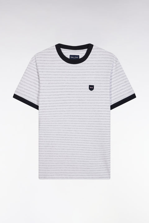 T-shirt en coton stretch rayé gris coupe ajustée - Image 2