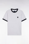 T-shirt en coton stretch rayé gris coupe ajustée