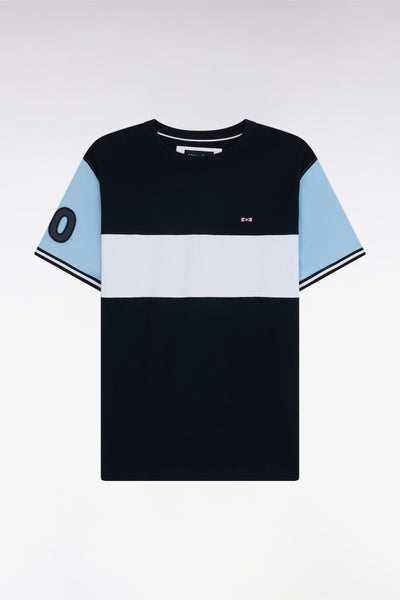 T-shirt en coton marine et ciel coupe décontractée