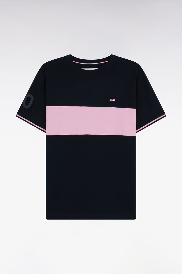 T-shirt en coton marine et rose coupe décontractée