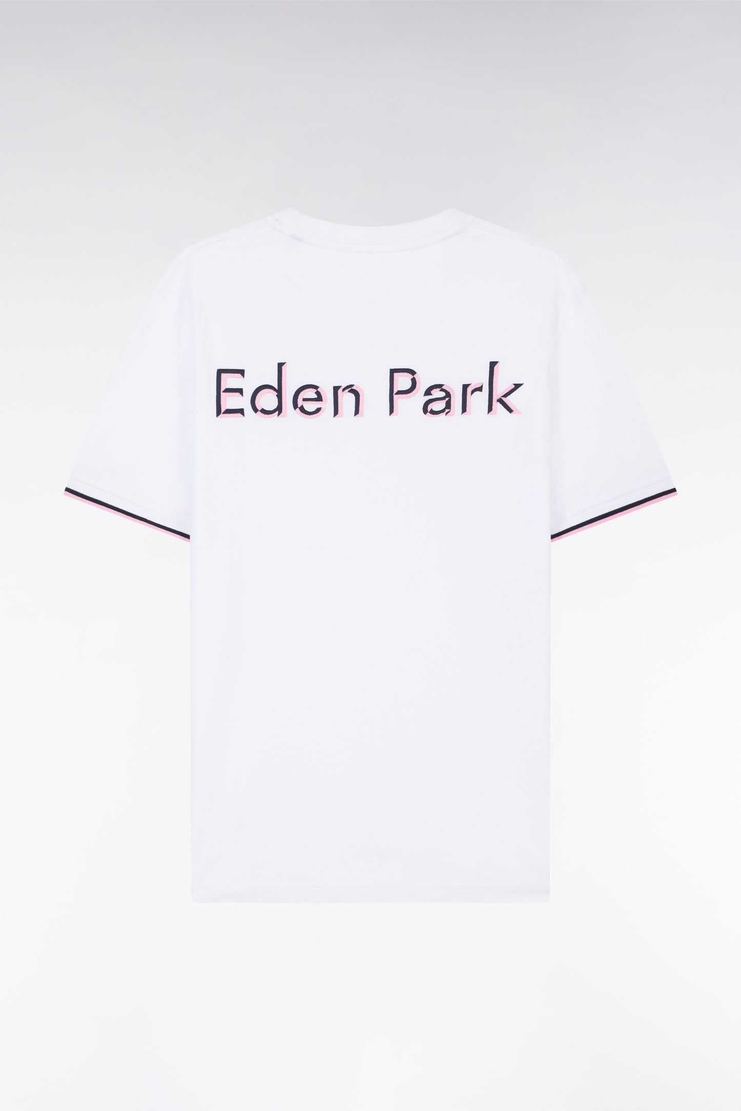 Relaxed-fit white cotton T-shirt with two-tone embroidery