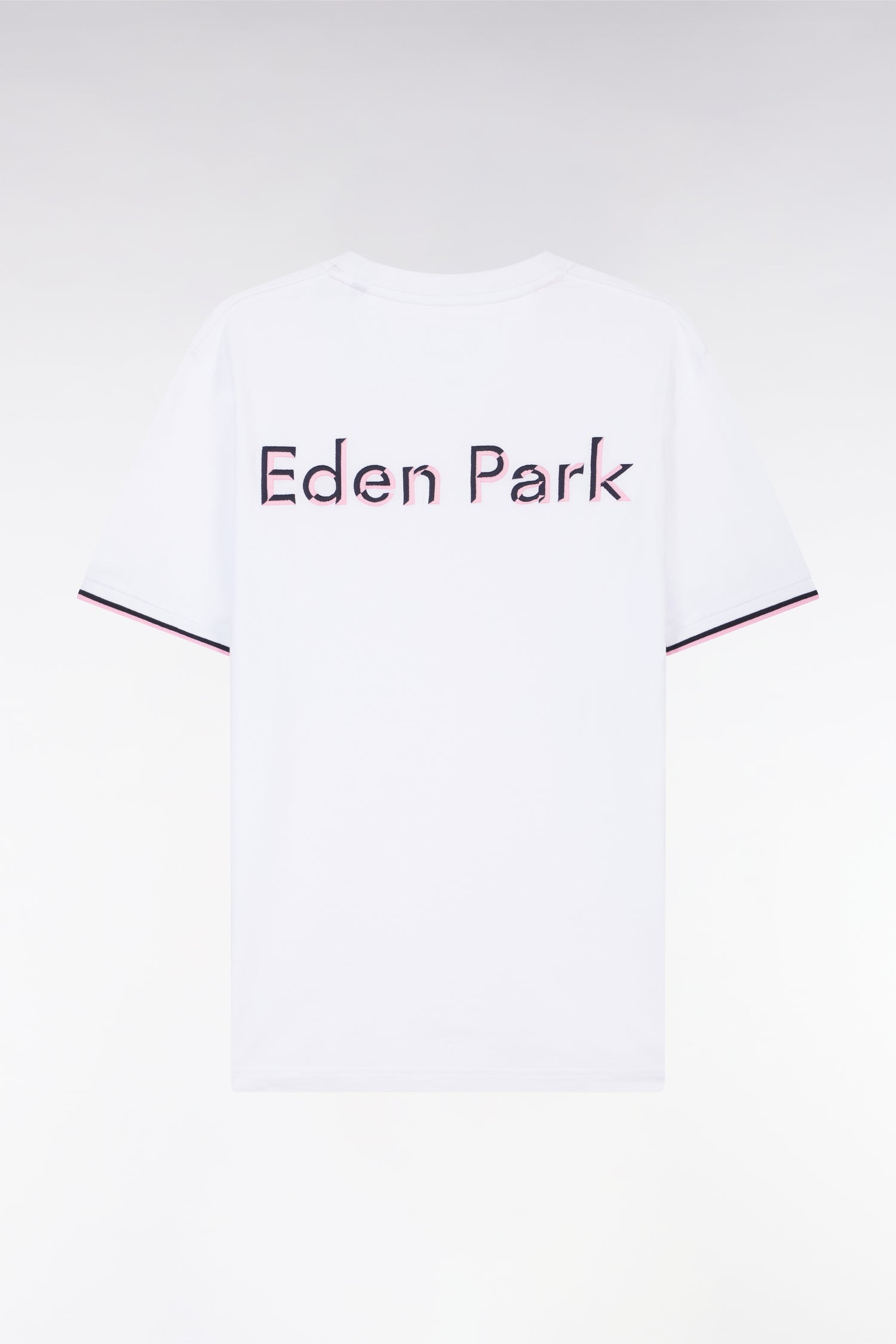 T-shirt en coton blanc à broderies bicolores coupe décontractée