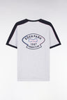 T-shirt en coton gris broderie dos et découpes coupe droite