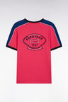 T-shirt en coton fuchsia broderie dos et découpes coupe droite