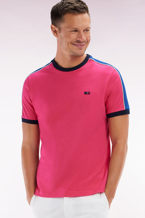 T-shirt en coton fuchsia broderie dos et découpes coupe droite - Image 3