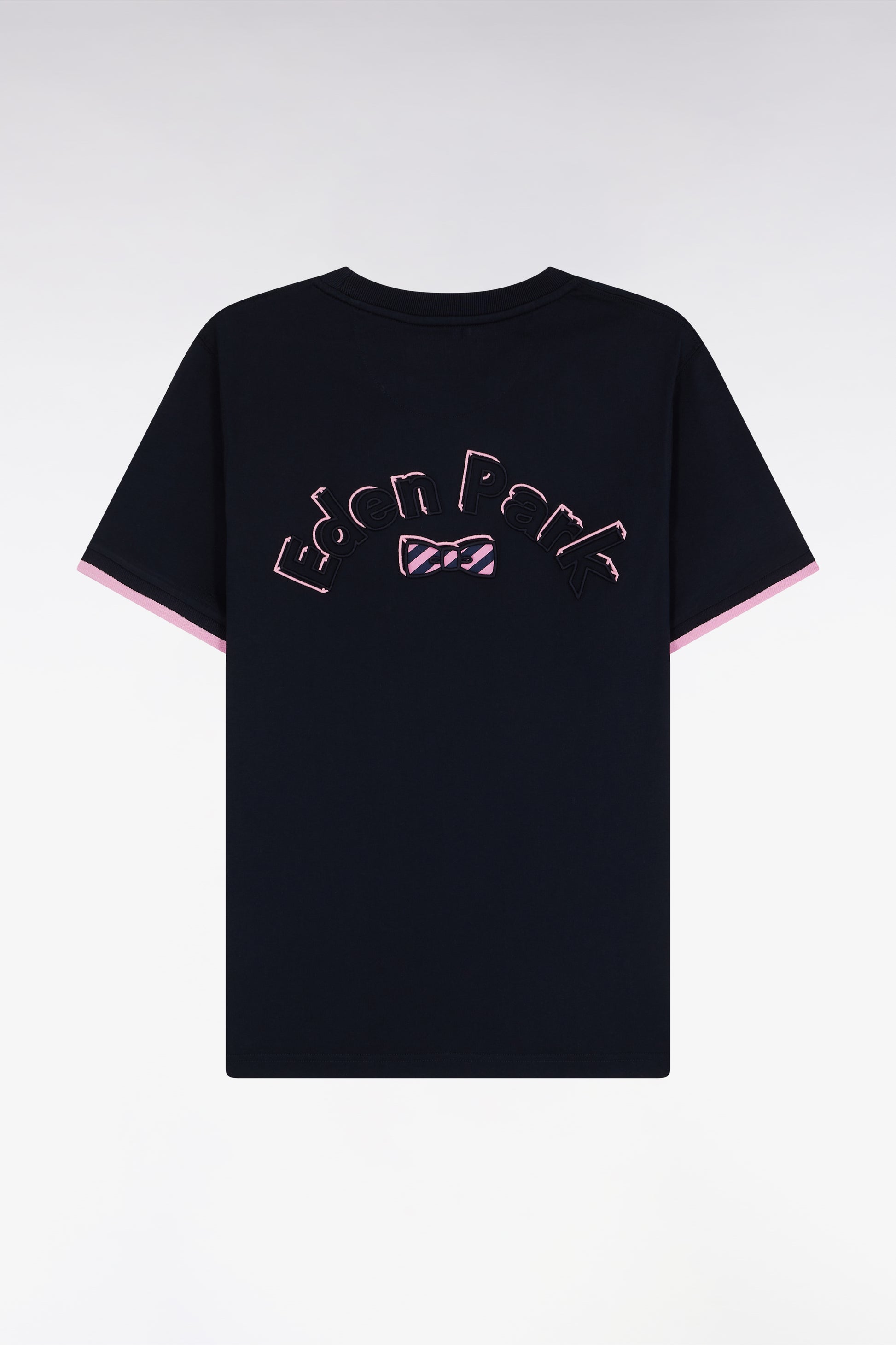 T-shirt en coton marine broderie nœud papillon Eden Park coupe droite