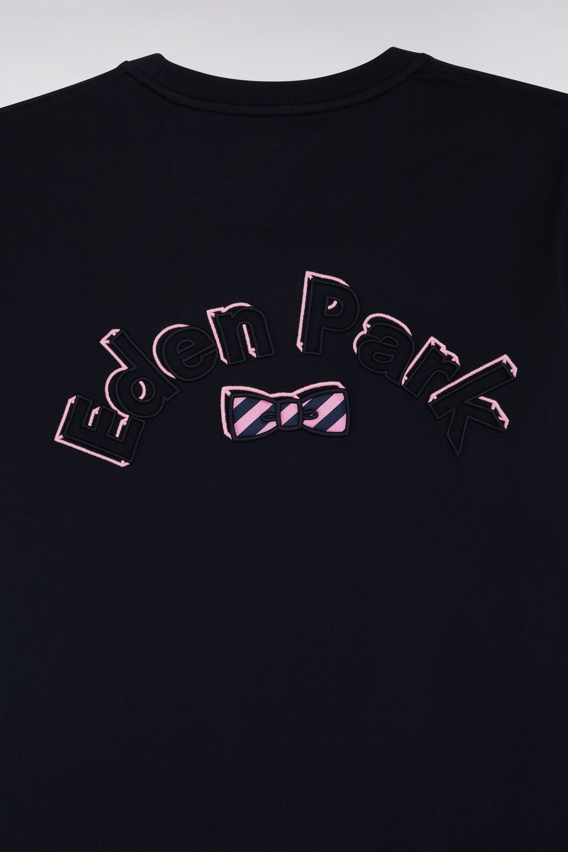 T-shirt en coton marine broderie nœud papillon Eden Park coupe droite