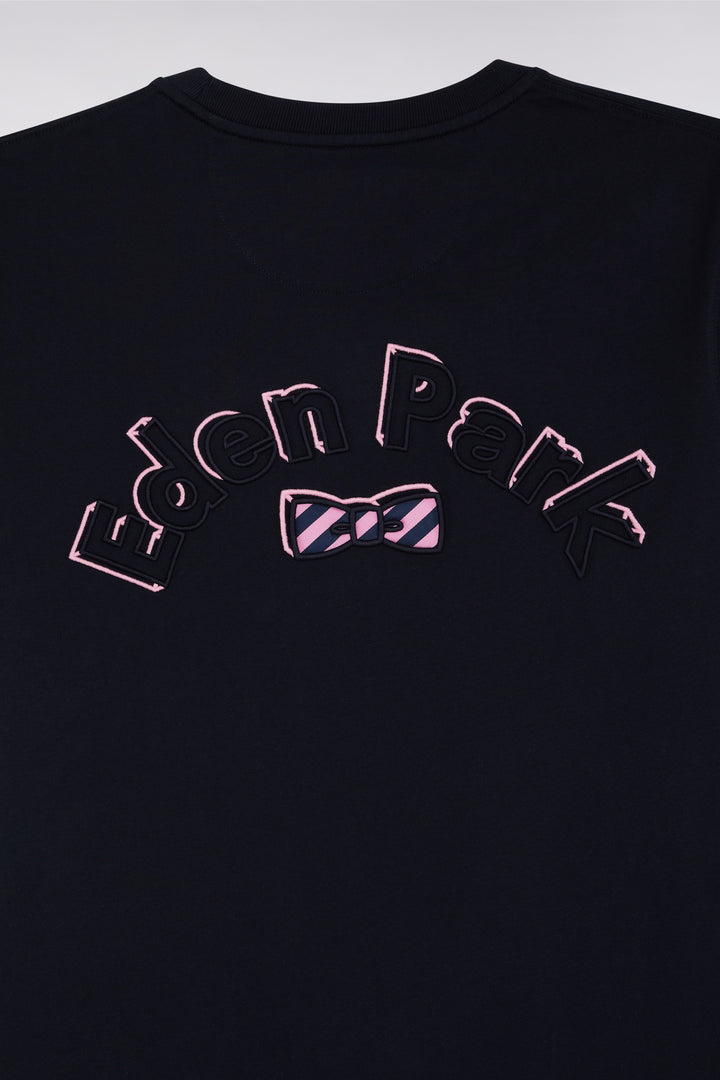 T-shirt en coton marine broderie nœud papillon Eden Park coupe droite