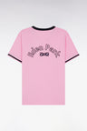 Straight-fit pink cotton T-shirt with Eden Park bow tie embroidery
