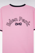 T-shirt en coton rose broderie nœud papillon Eden Park coupe droite