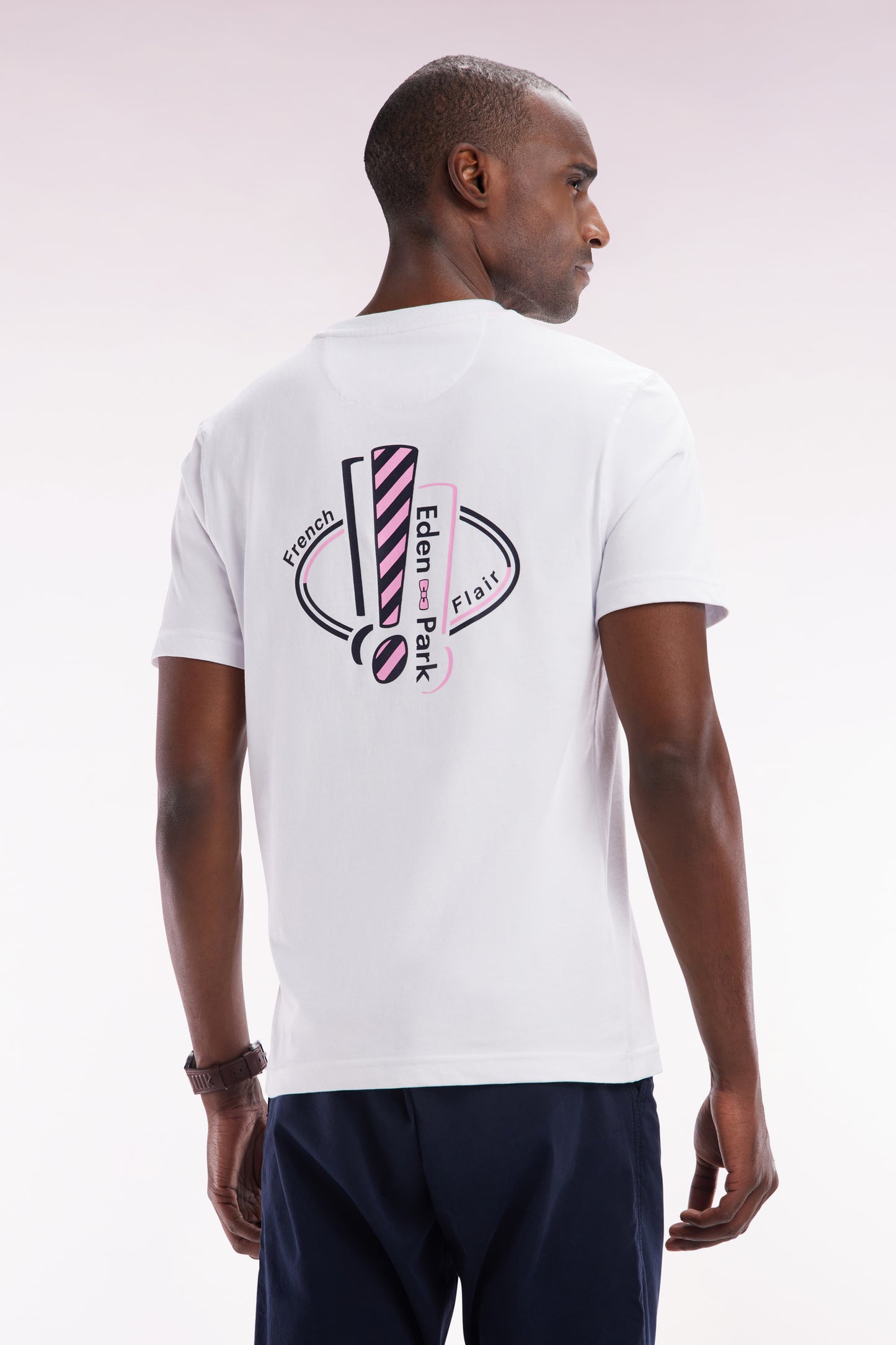 Straight-fit screen-printed white cotton T-shirt