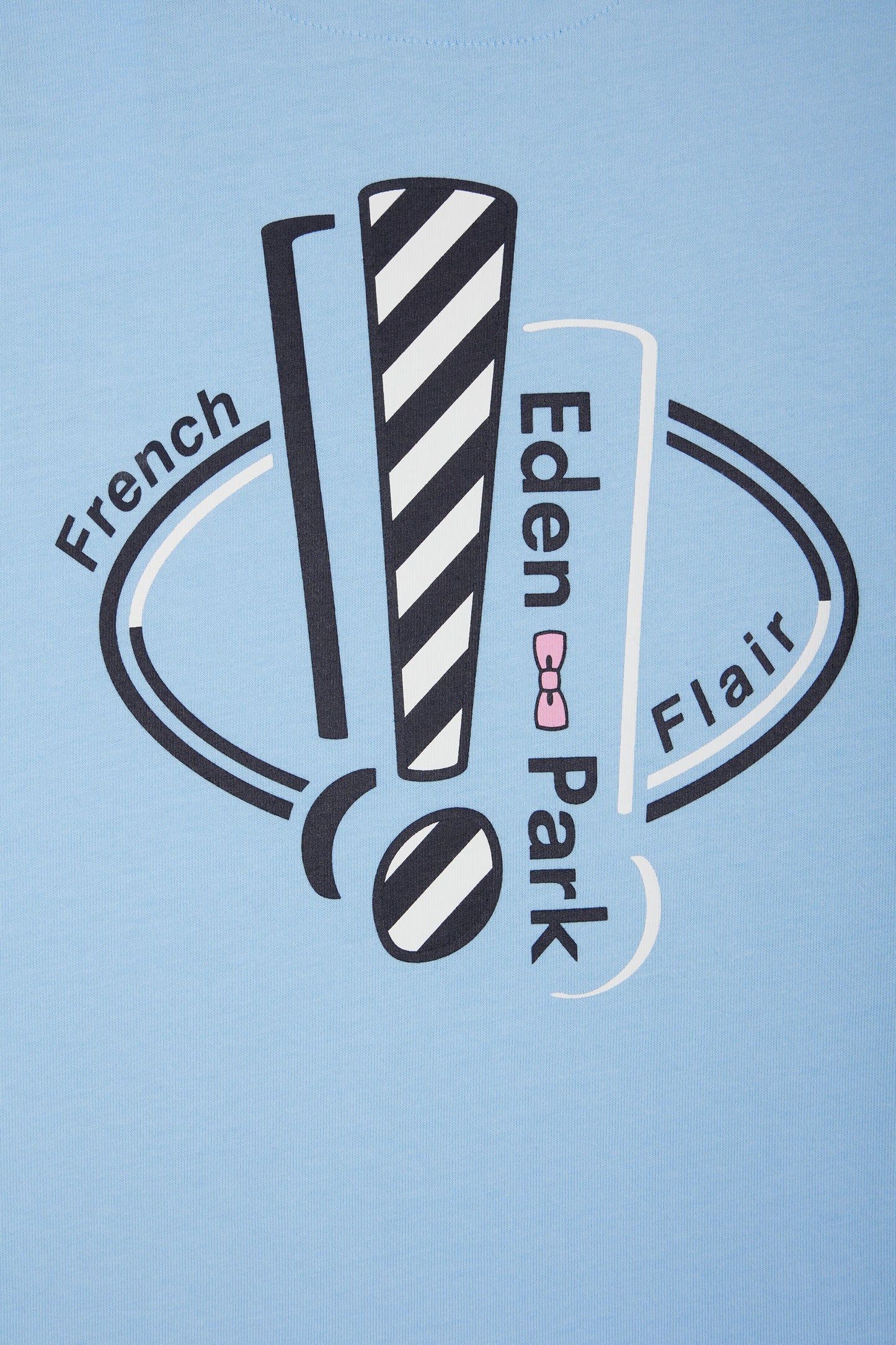 Straight-fit screen-printed sky blue cotton T-shirt