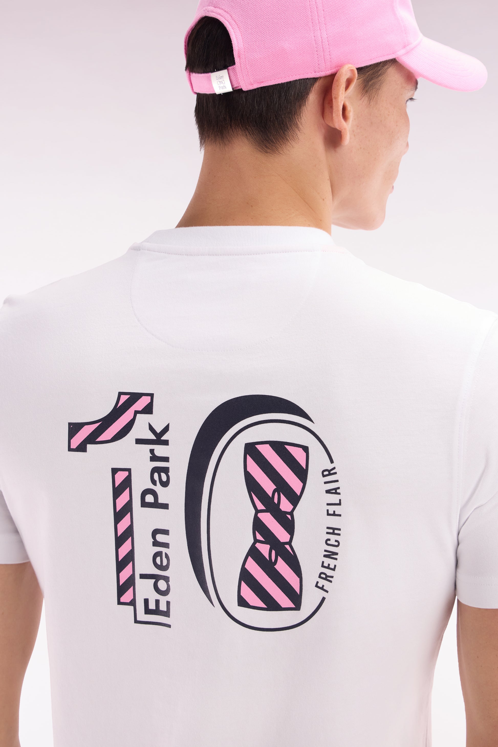 T-shirt en coton blanc broderie dos coupe droite