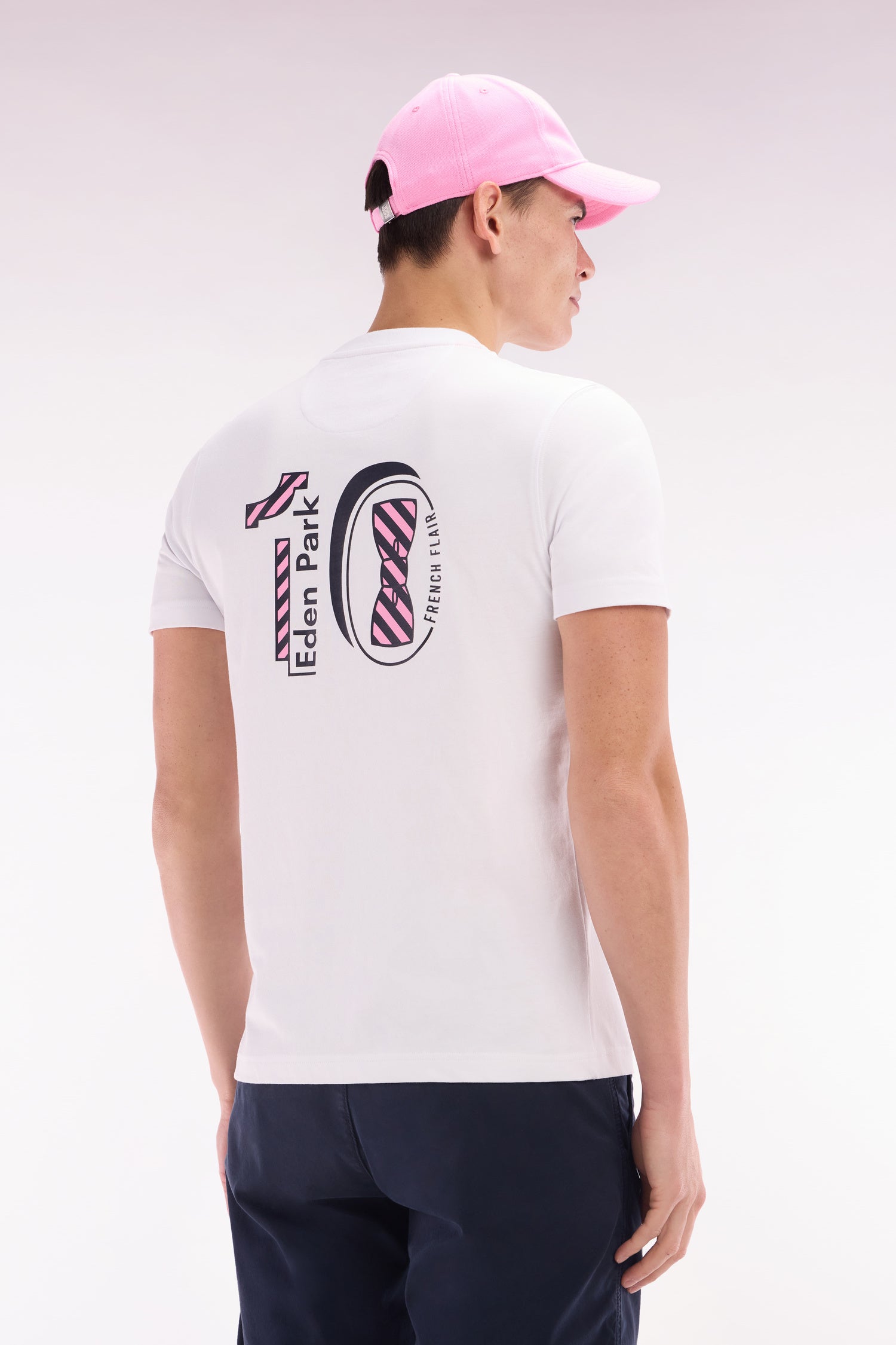 T-shirt en coton blanc broderie dos coupe droite