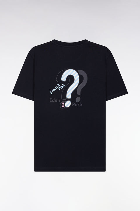 T-shirt en coton marine broderie dos cerclée coupe droite - Image 2