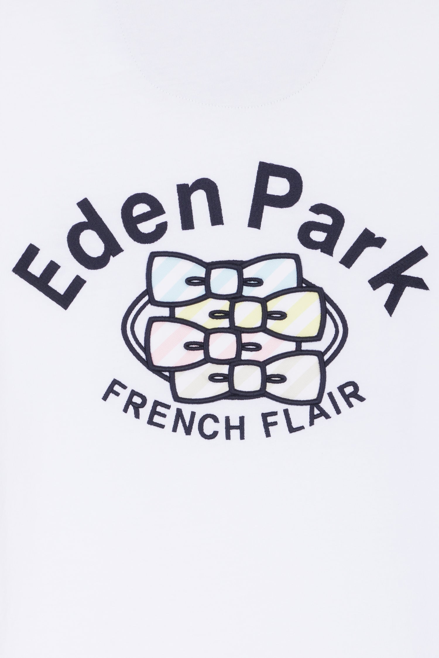 T-shirt en coton blanc broderie multicolore coupe décontractée