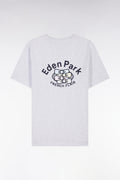 T-shirt en coton gris broderie multicolore coupe décontractée