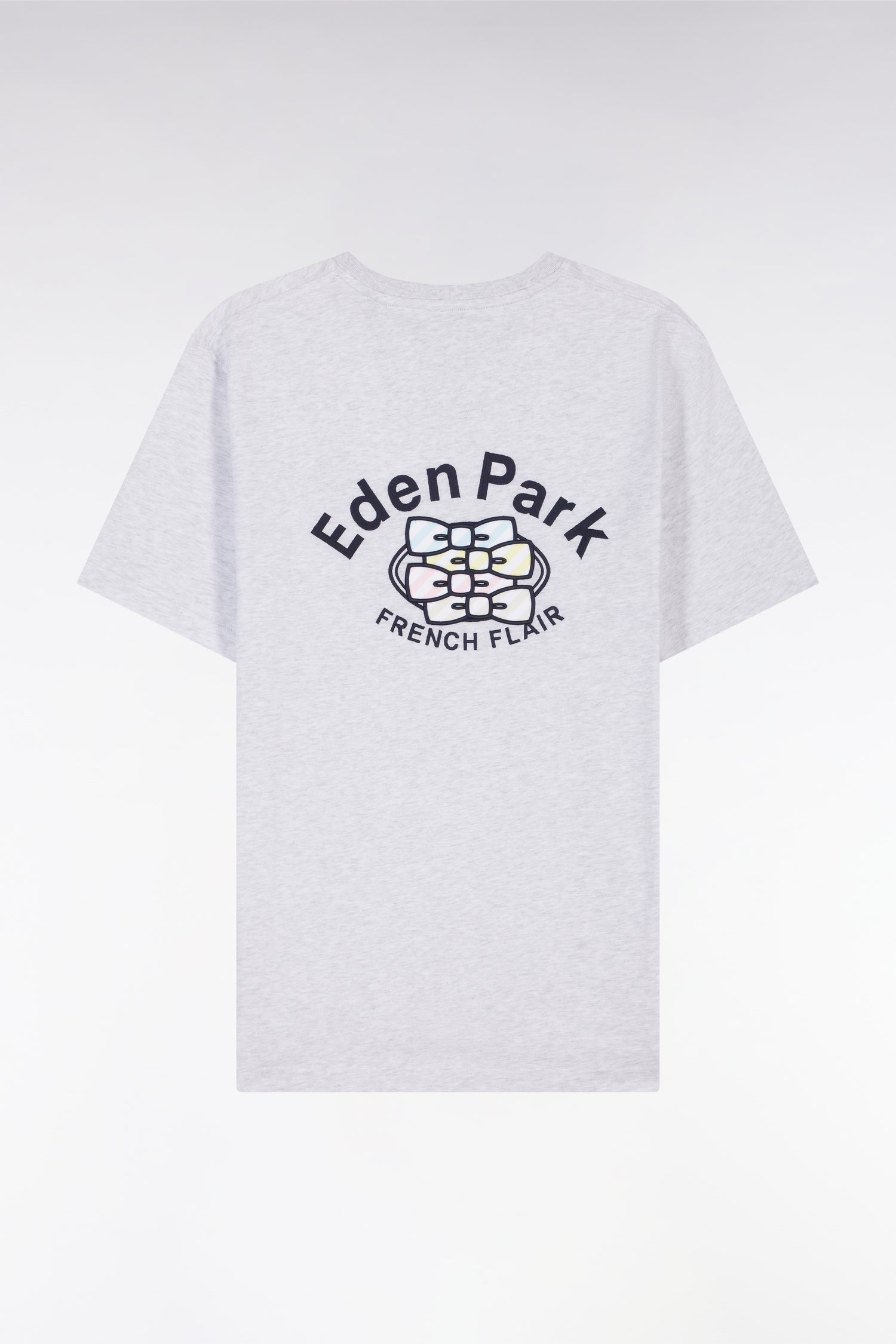 T-shirt en coton gris broderie multicolore coupe décontractée