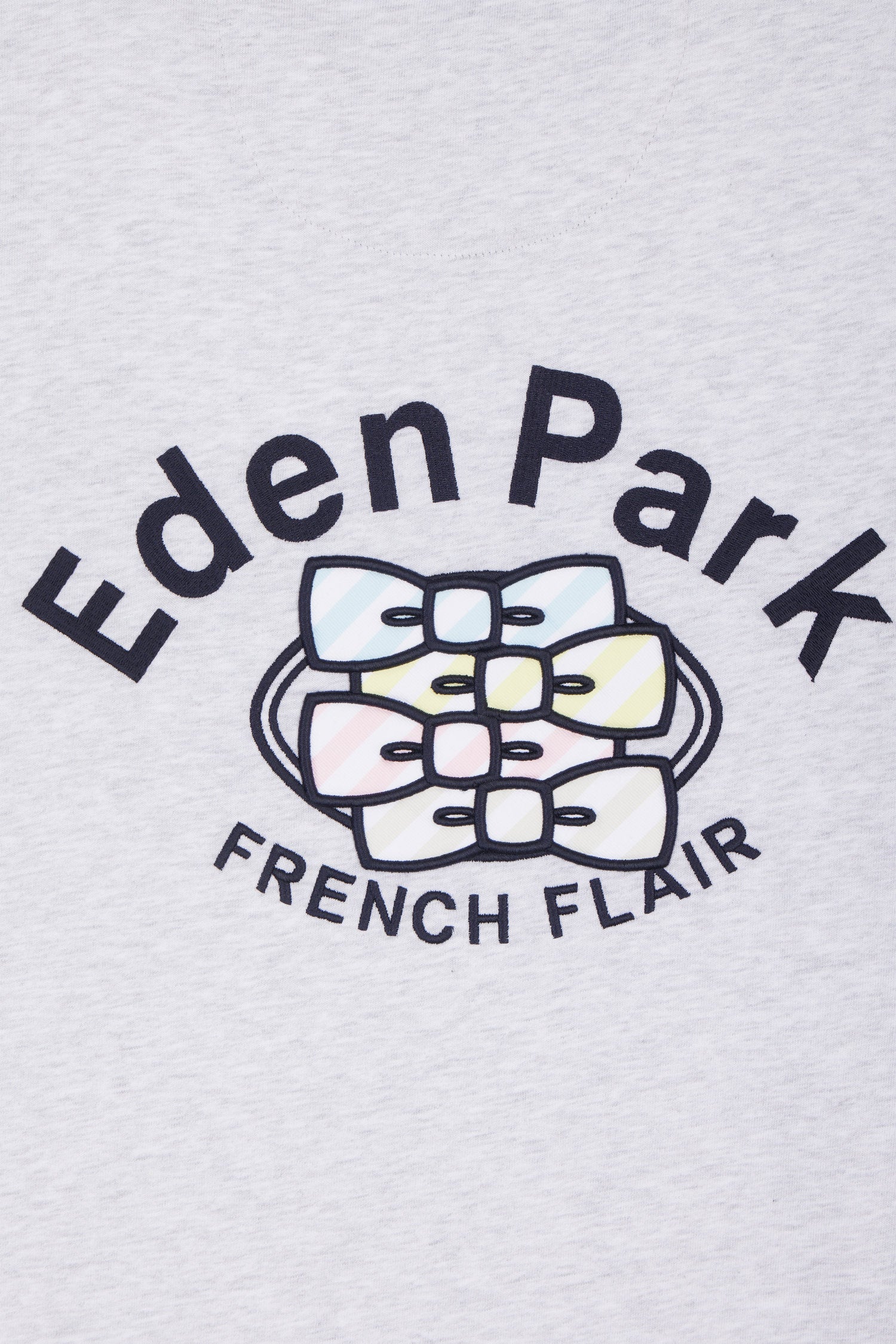 T-shirt en coton gris broderie multicolore coupe décontractée