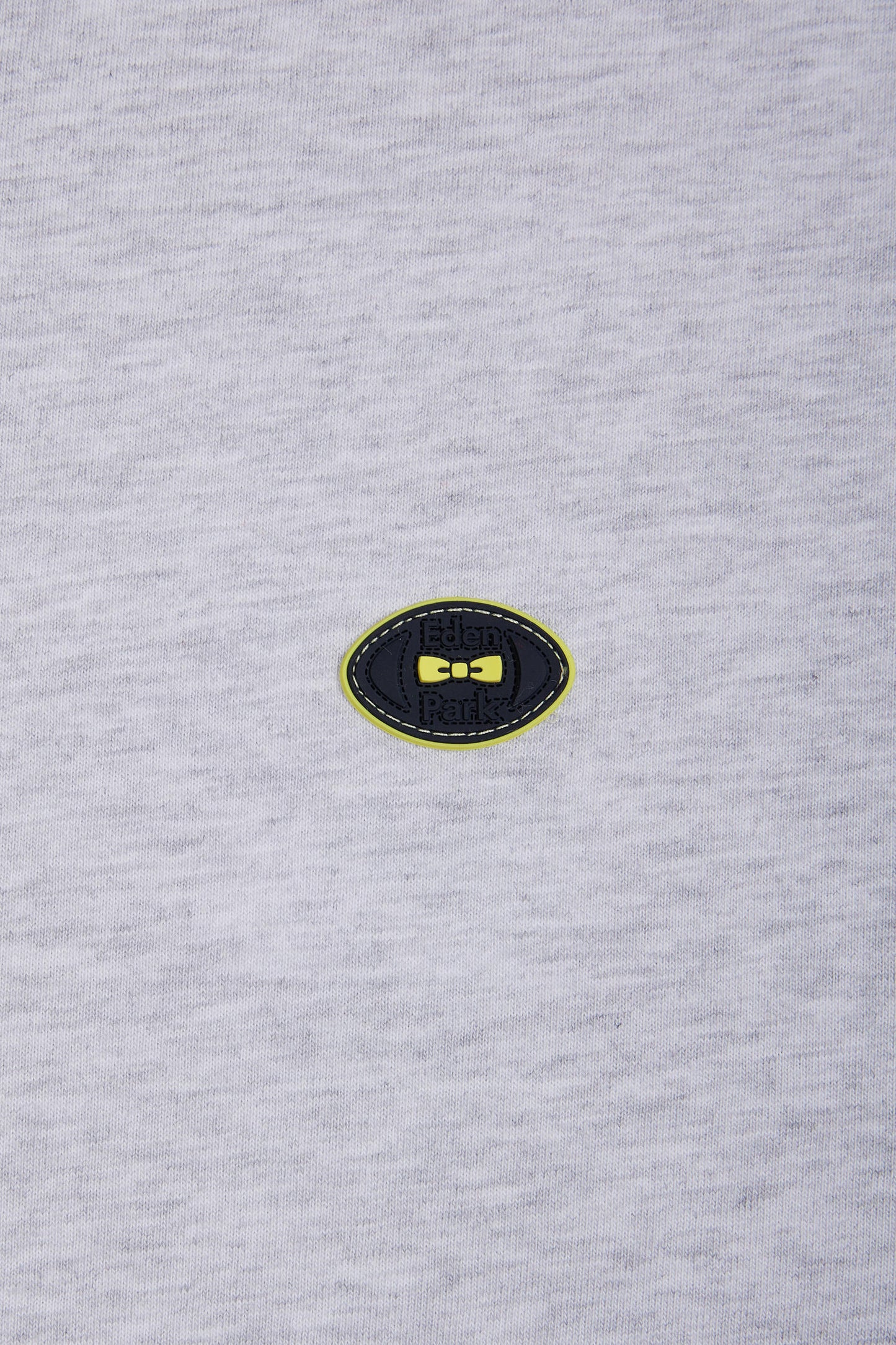 Grey cotton T-shirt with green ribbing, relaxed fit
