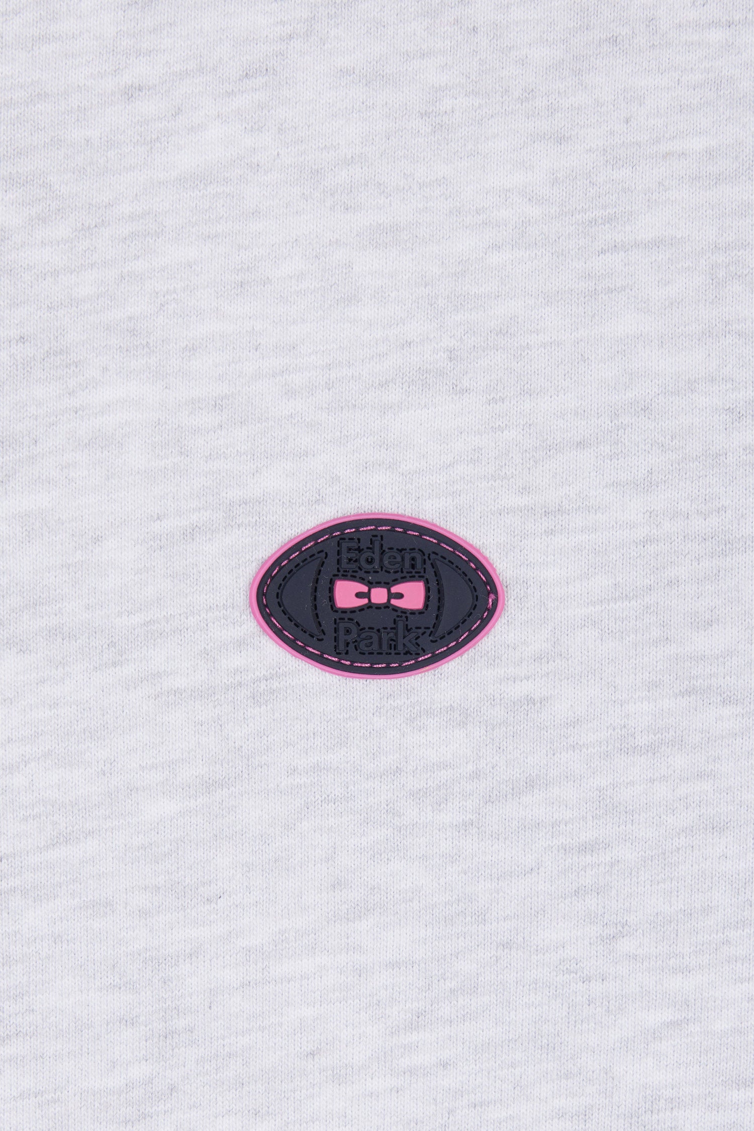 T-shirt en coton gris à bords-côtes roses coupe décontractée