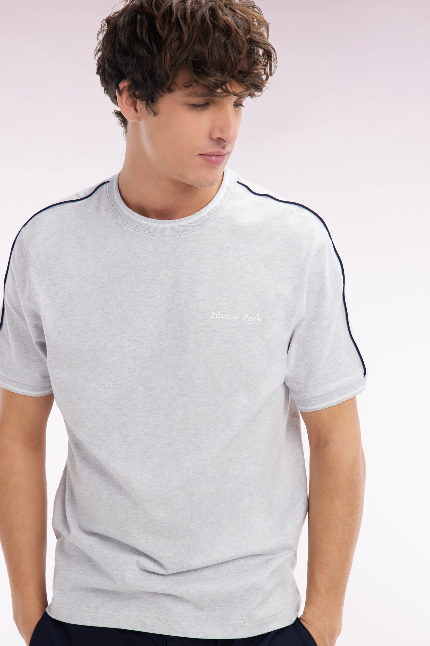 Grey cotton T-shirt, relaxed fit
