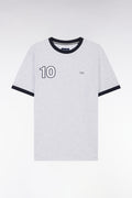 T-shirt en coton gris broderie 10 coupe décontractée