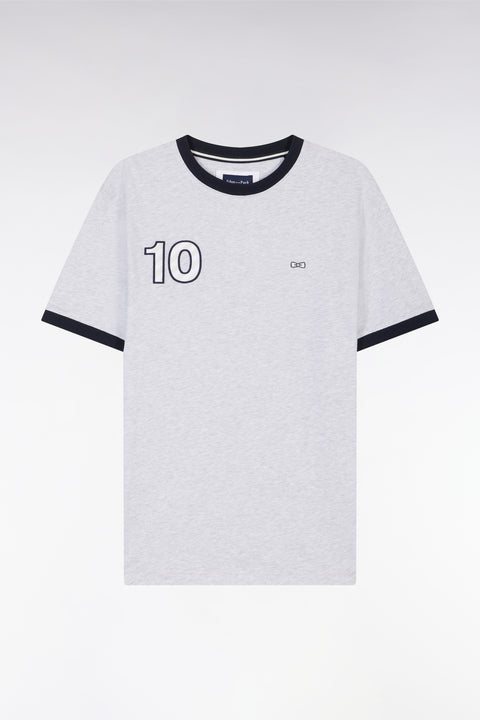 T-shirt en coton gris broderie 10 coupe décontractée - Image 2