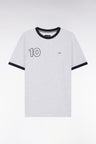 T-shirt en coton gris broderie 10 coupe décontractée