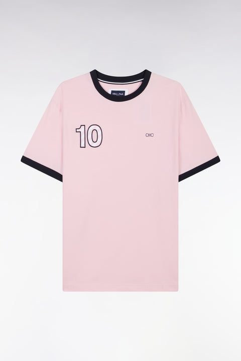 T-shirt en coton rose broderie 10 coupe décontractée - Image 2