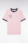 T-shirt en coton rose broderie 10 coupe décontractée