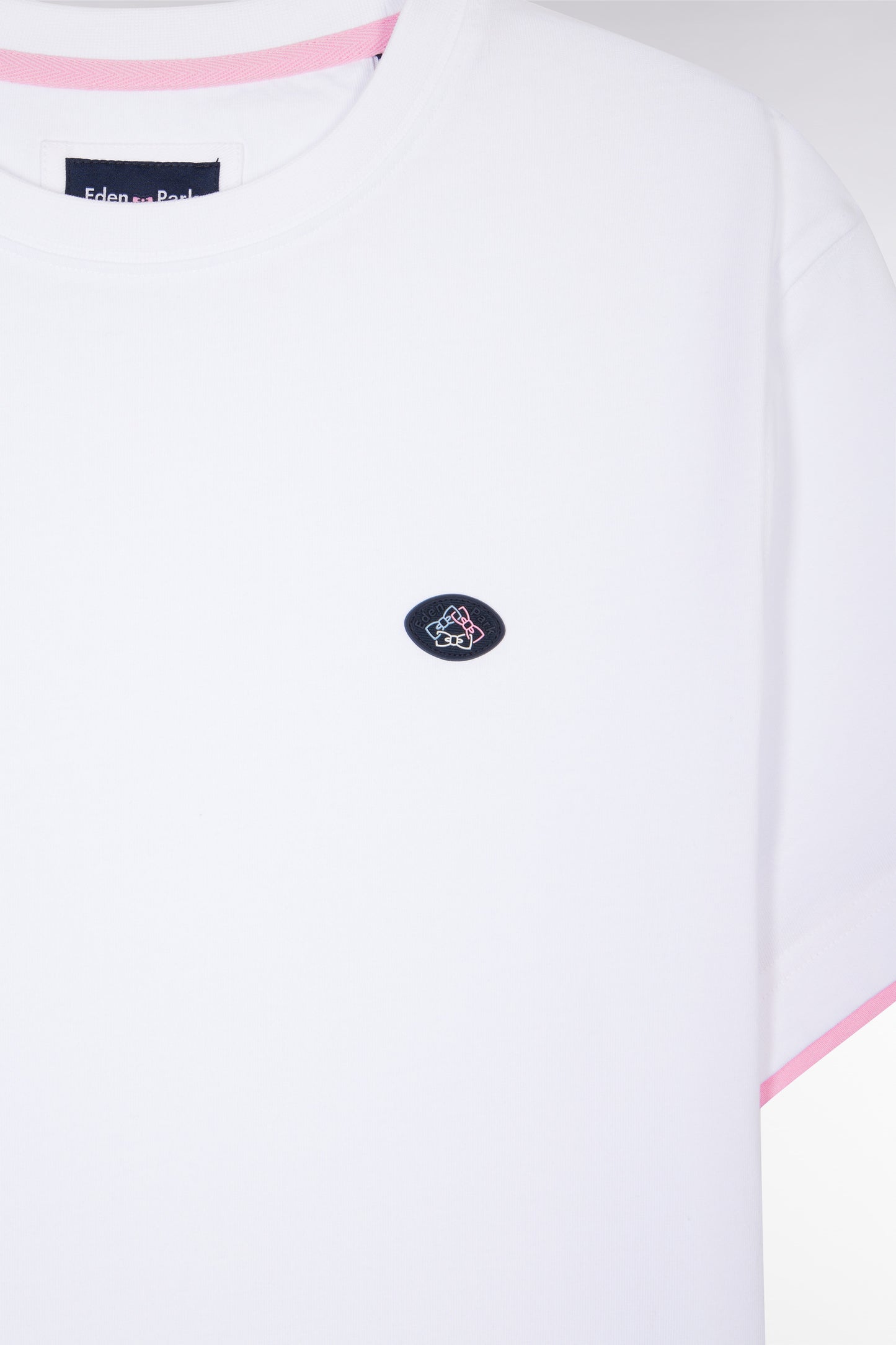 UNE white cotton t-shirt colored sleeves straight cut