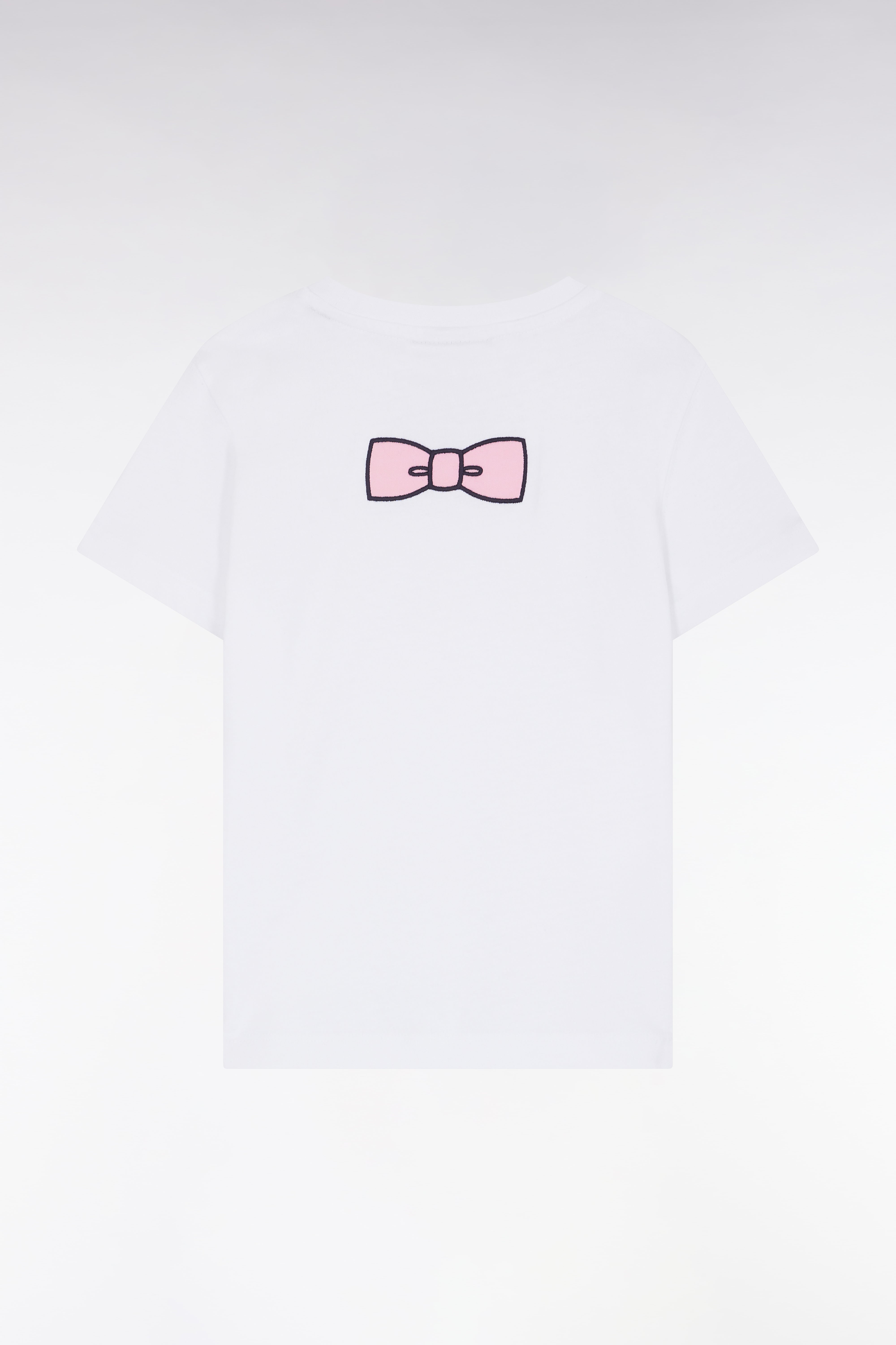 T-shirt en coton blanc nœud papillon dos coupe droite