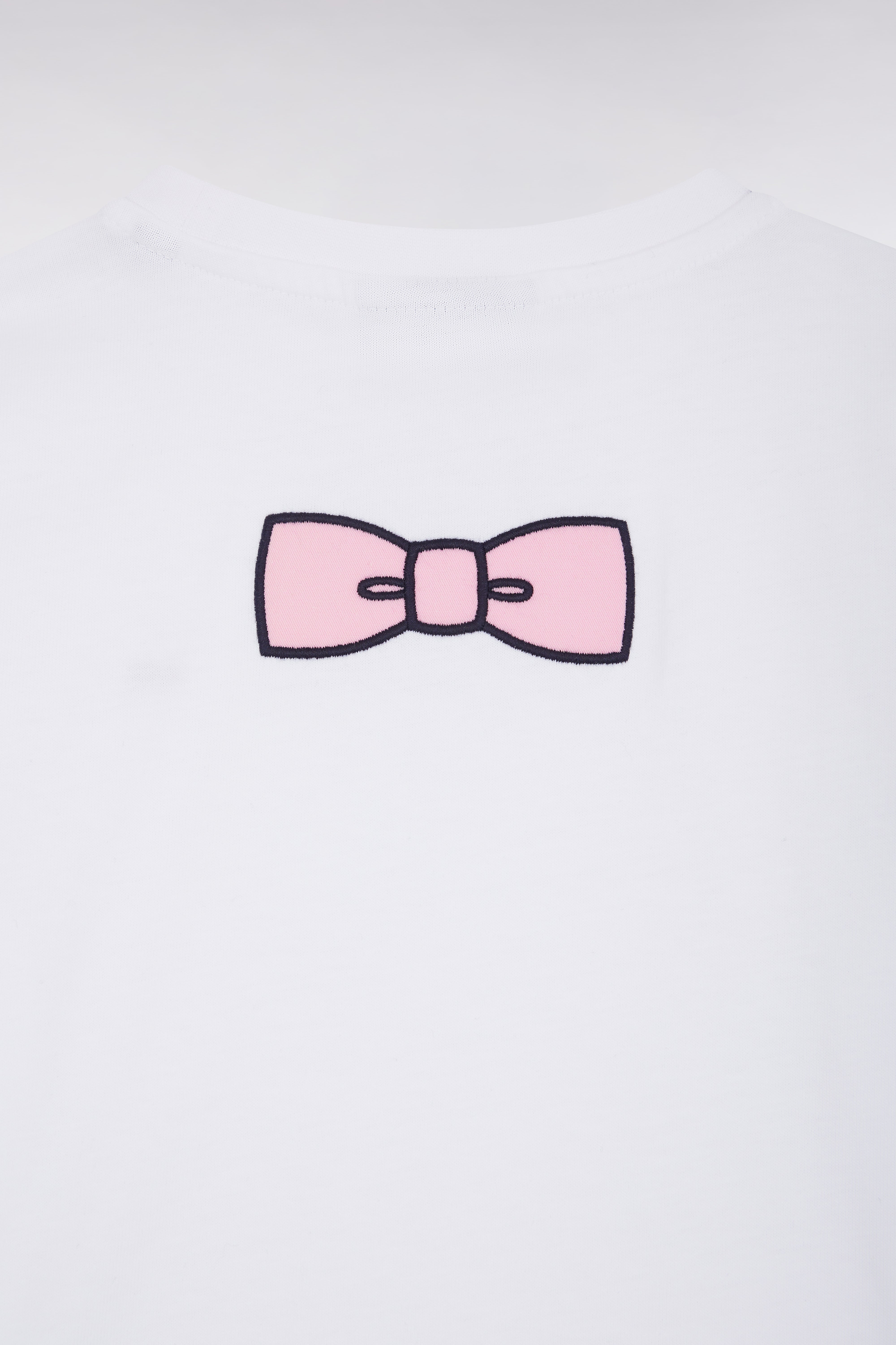 T-shirt en coton blanc nœud papillon dos coupe droite