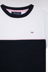 Two-tone T-shirt in navy cotton jersey, straight cut