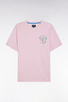 T-shirt en coton rose sérigraphie multicolore coupe décontractée