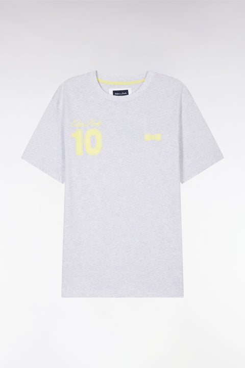 T-shirt 10 en coton gris et jaune coupe décontractée - Image 2