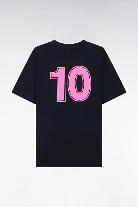T-shirt 10 in navy and pink cotton, relaxed fit - Image 2