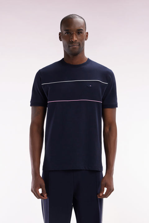 T-shirt XV de France en coton marine à passepoils coupe droite - Image 1