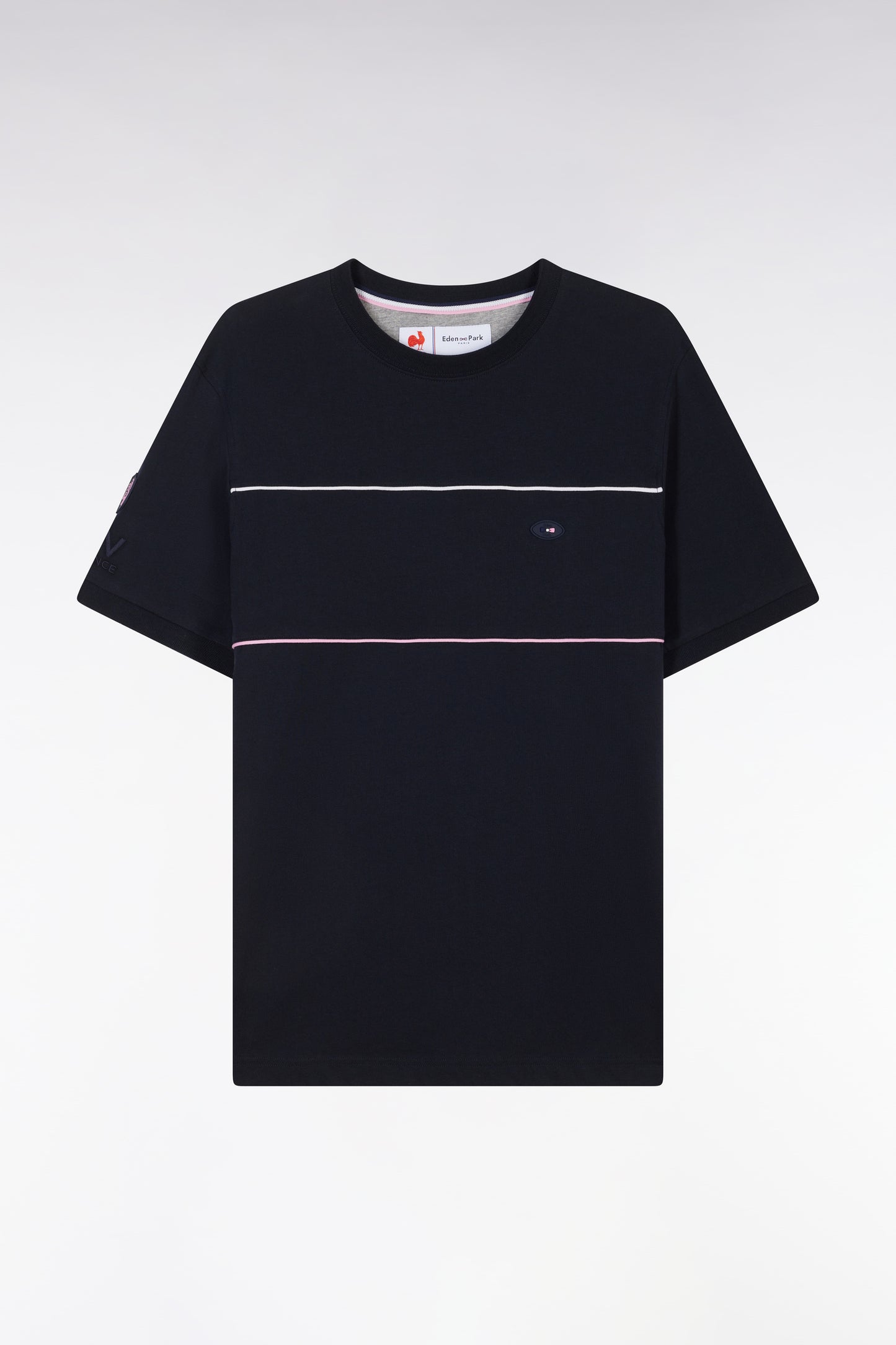 French XV T-shirt in Marine Cotton with Passepoils Straight Cup