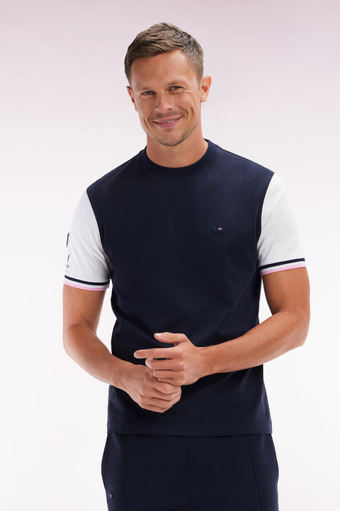 T-shirt XV de France bicolore en coton marine broderie Coq coupe droite - Image 3