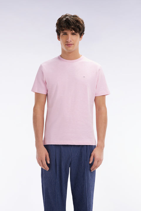 T-shirt en jersey de coton slub rose coupe droite - Image 1