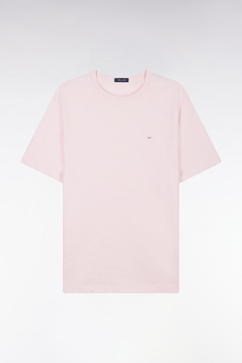 T-shirt en jersey de coton slub rose pâle coupe droite - Image 2