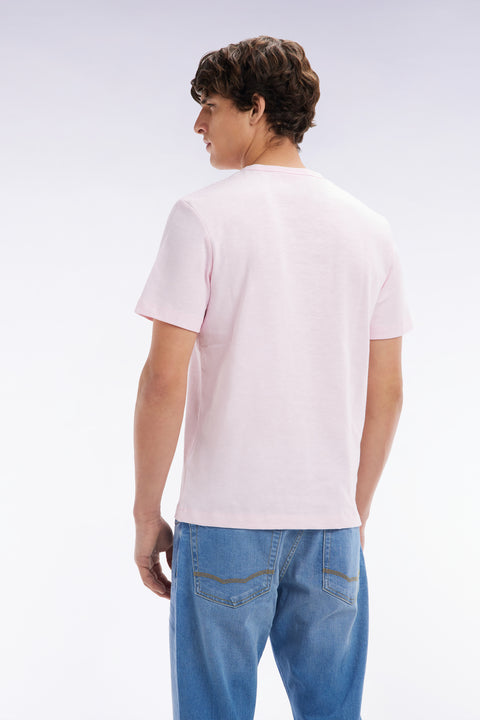 T-shirt en jersey de coton slub rose pâle coupe droite - Image 3