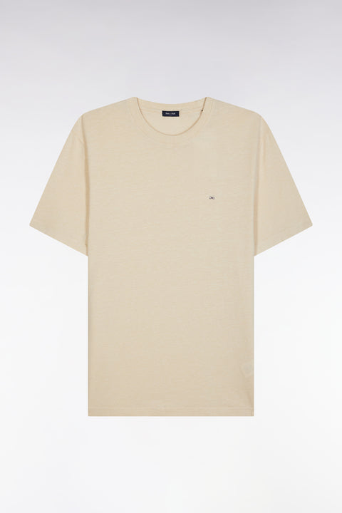 Straight-fit ecru T-shirt in cotton and linen blend - Image 2